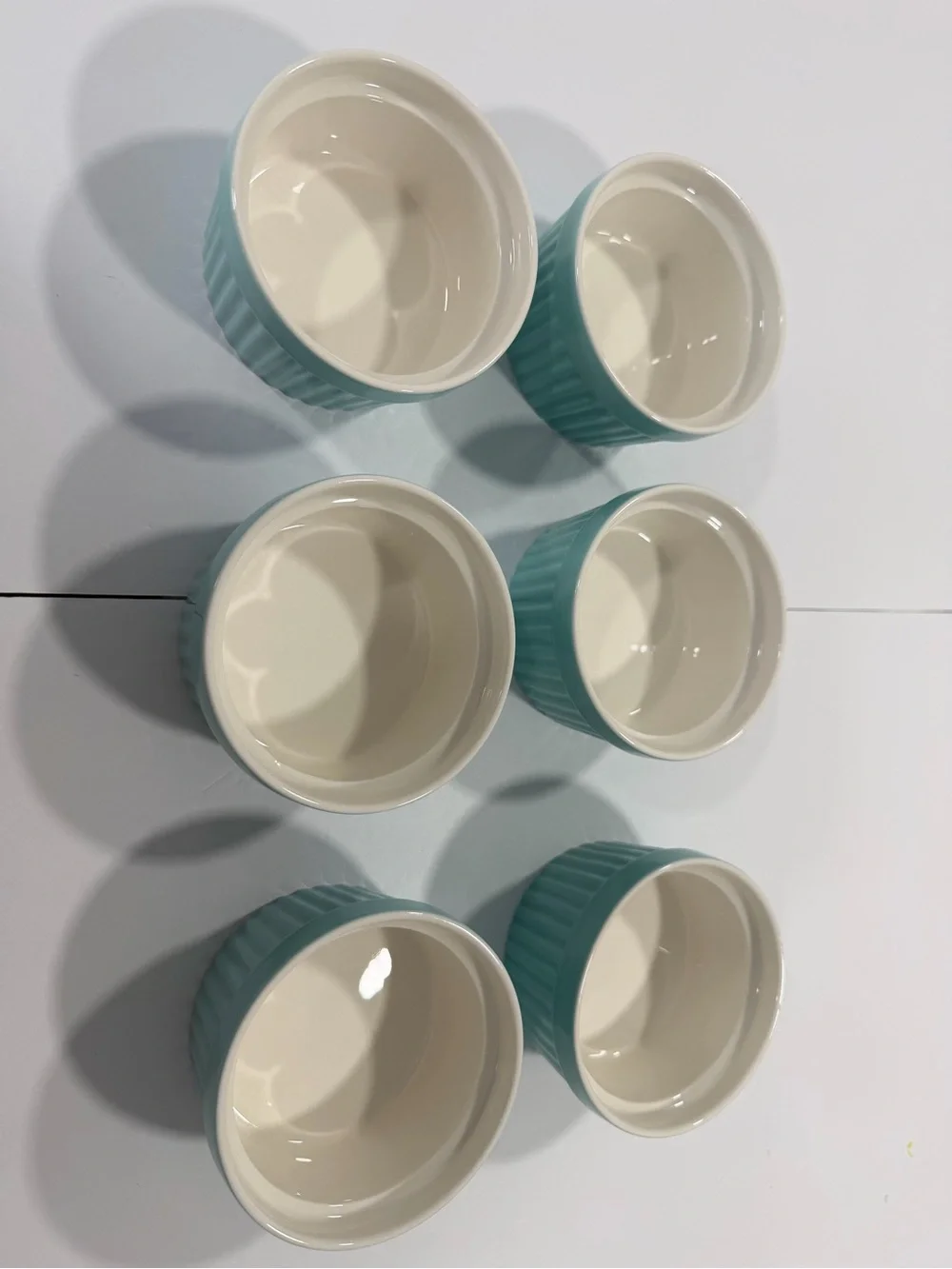 6-Piece Ceramic Ramekin Set in Aqua